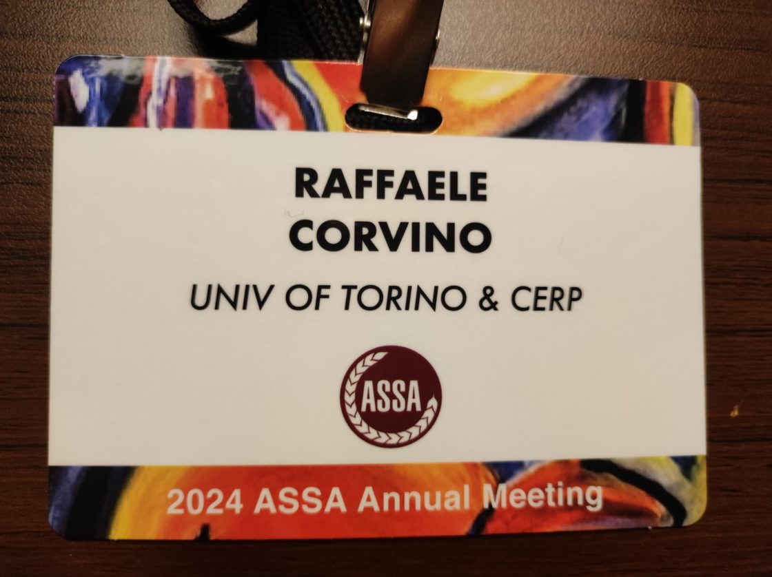 Raffaele Corvino speaker at the ASSA Meetings 2024 CeRP